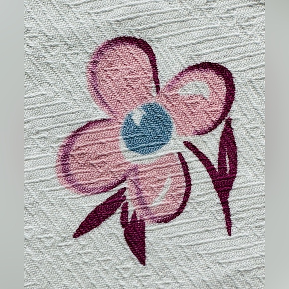 Vintage Pretty Floral Print Tablecloth on Woven Jacquard Cotton 1940’s - Picture 8 of 15